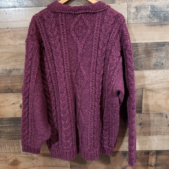 Folda vintage cable knit oversized chunky wool sweater size medium - Picture 2 of 9